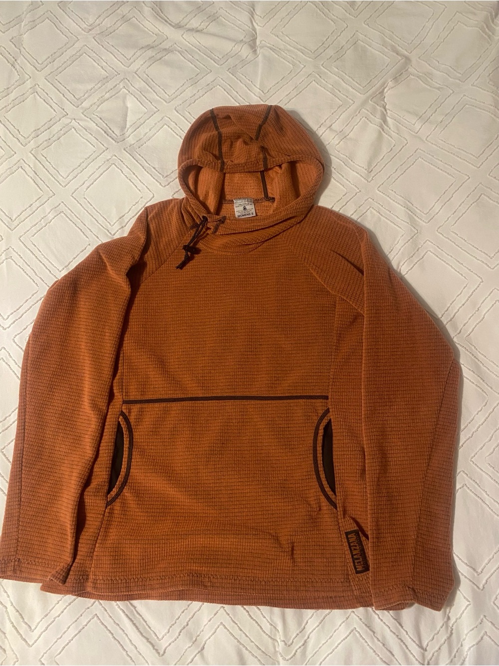 Soft Rust Melanzana Micro Grid Hoodie with Front Pocket.